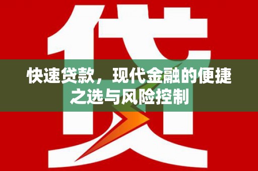 武川快速贷款，现代金融的便捷之选与风险控制