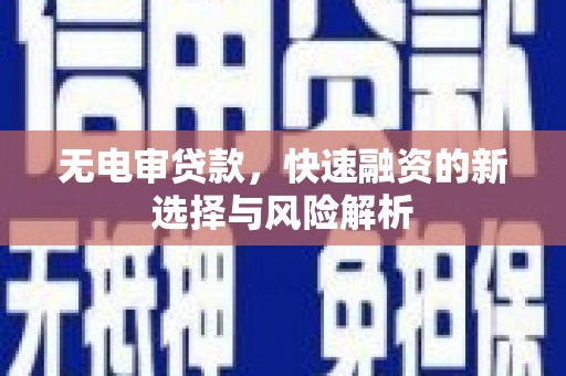 阆中无电审贷款，快速融资的新选择与风险解析