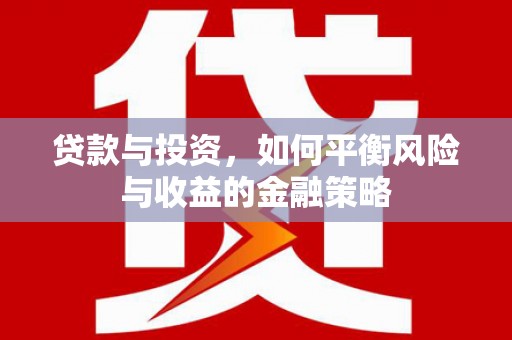 蓝田贷款与投资，如何平衡风险与收益的金融策略